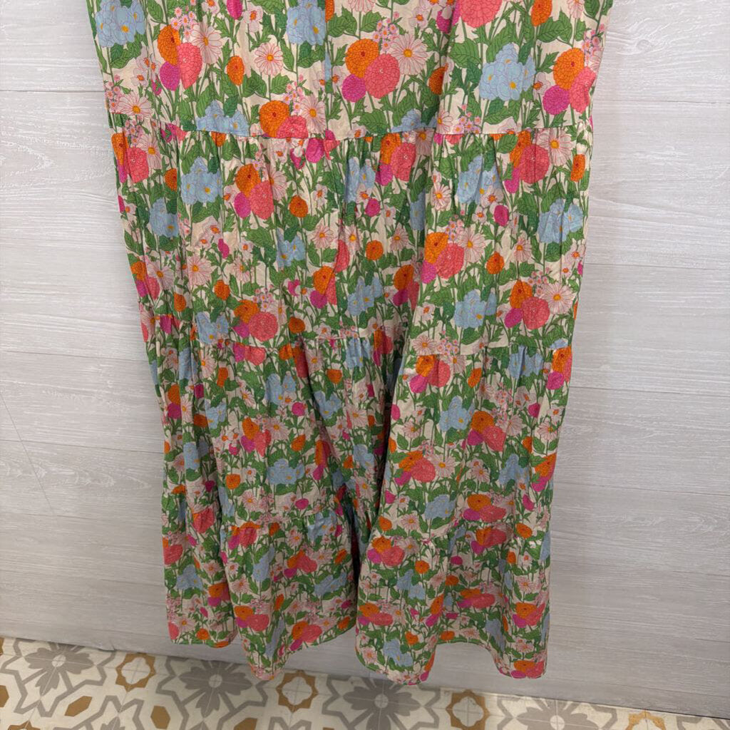 Entro White/ Multi Print Short Puff Sleeve Maxi Dress 1X