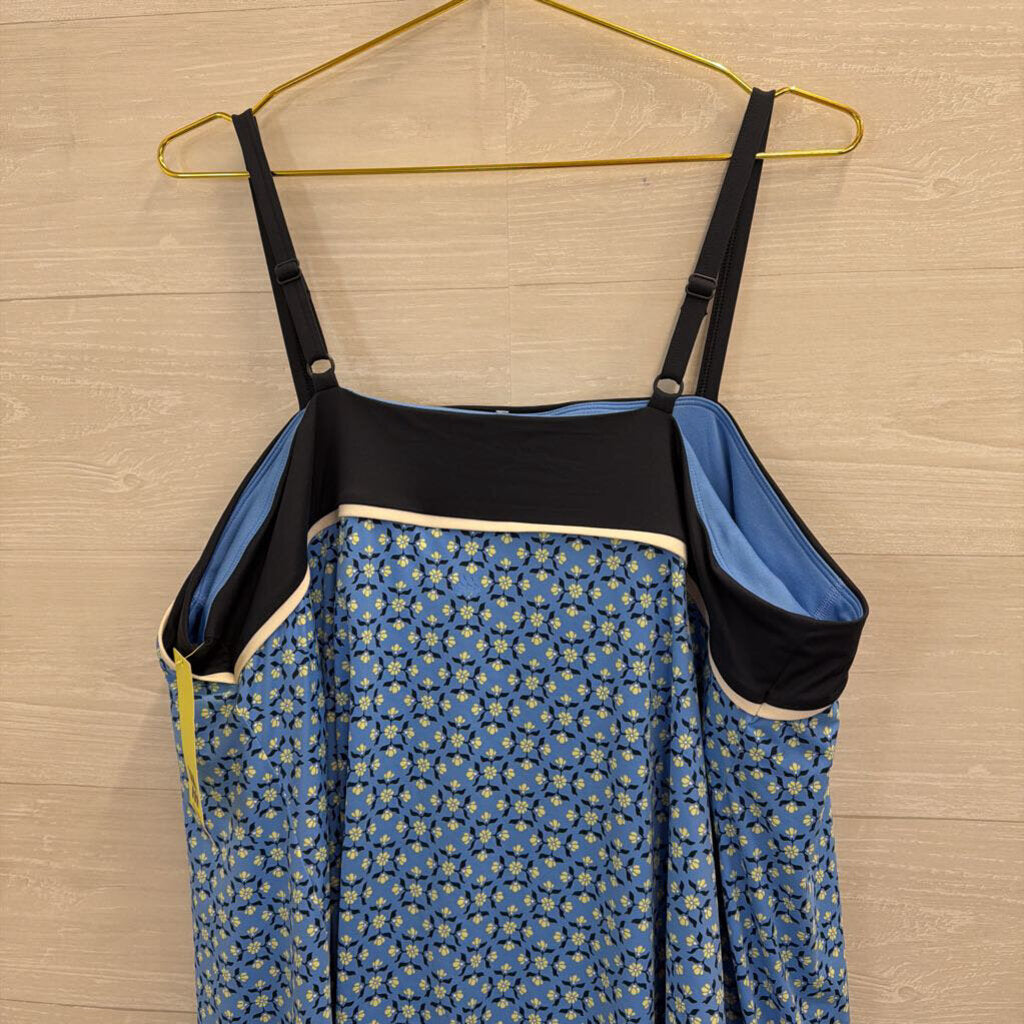 Blue Print Athletic Dress With Shorts 3X