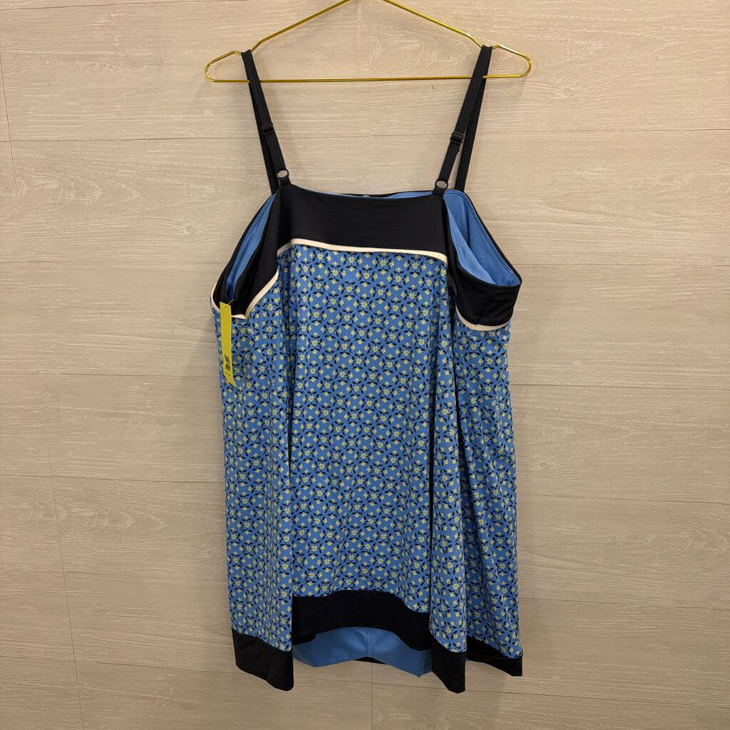 Blue Print Athletic Dress With Shorts 3X