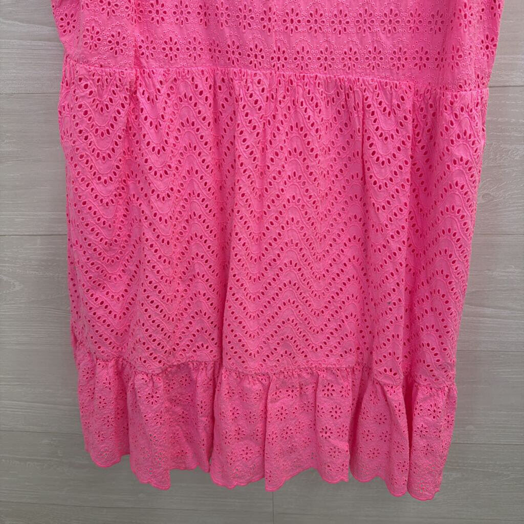 Vineyard Vines Bright Pink Eyelet Short Ruffle Sleeve Dress 18