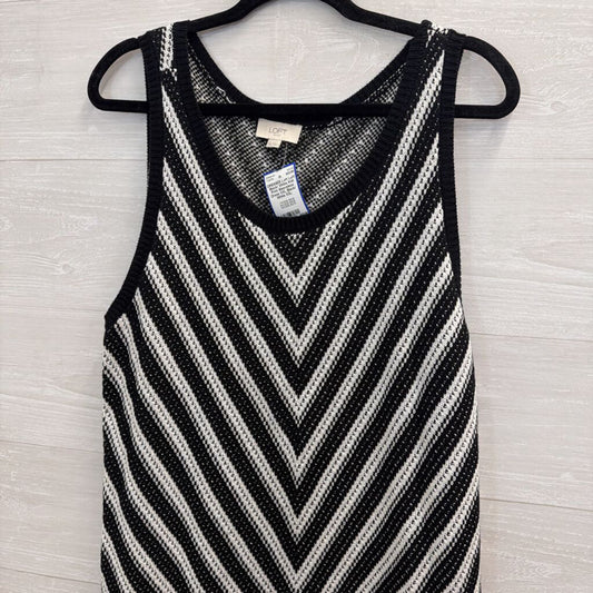 Loft Black/ White Knit Print Sleeveless Dress XXL