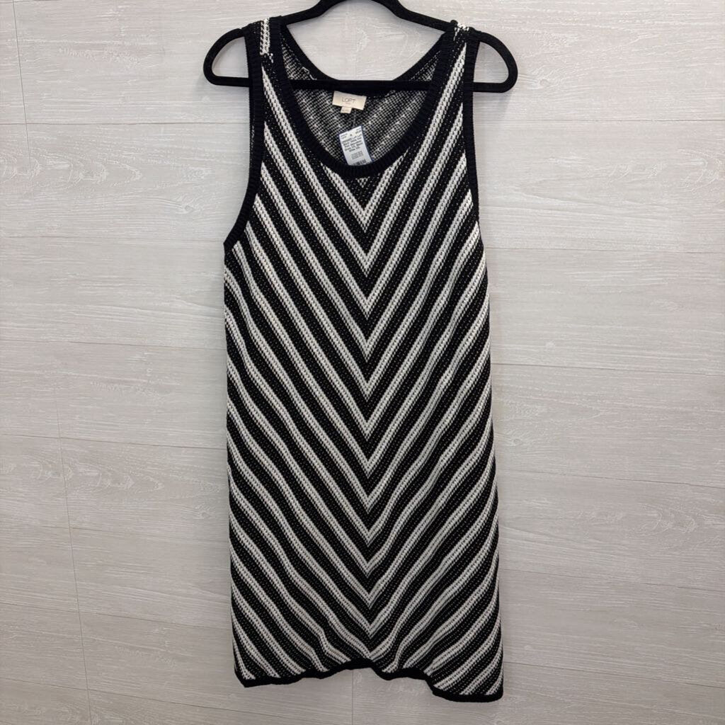 Loft Black/ White Knit Print Sleeveless Dress XXL