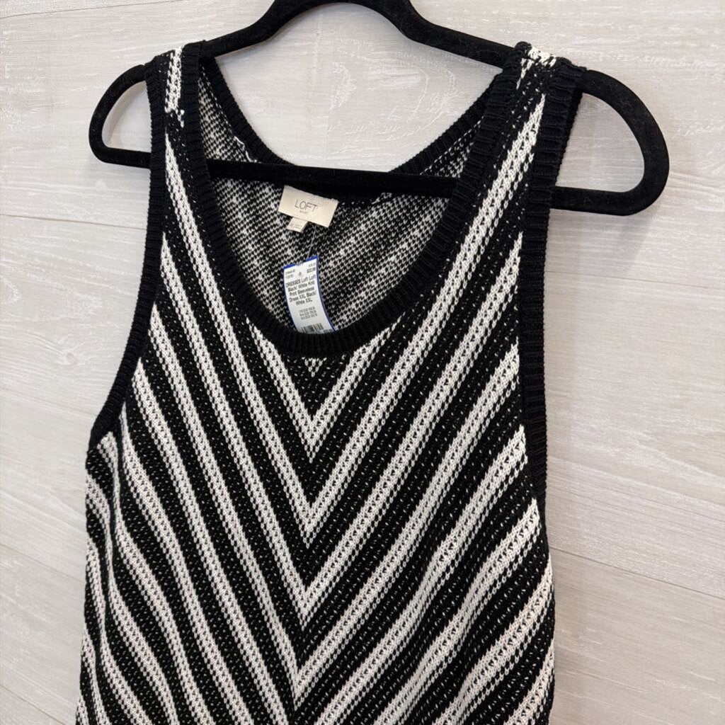 Loft Black/ White Knit Print Sleeveless Dress XXL