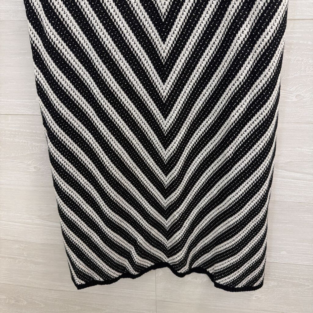 Loft Black/ White Knit Print Sleeveless Dress XXL