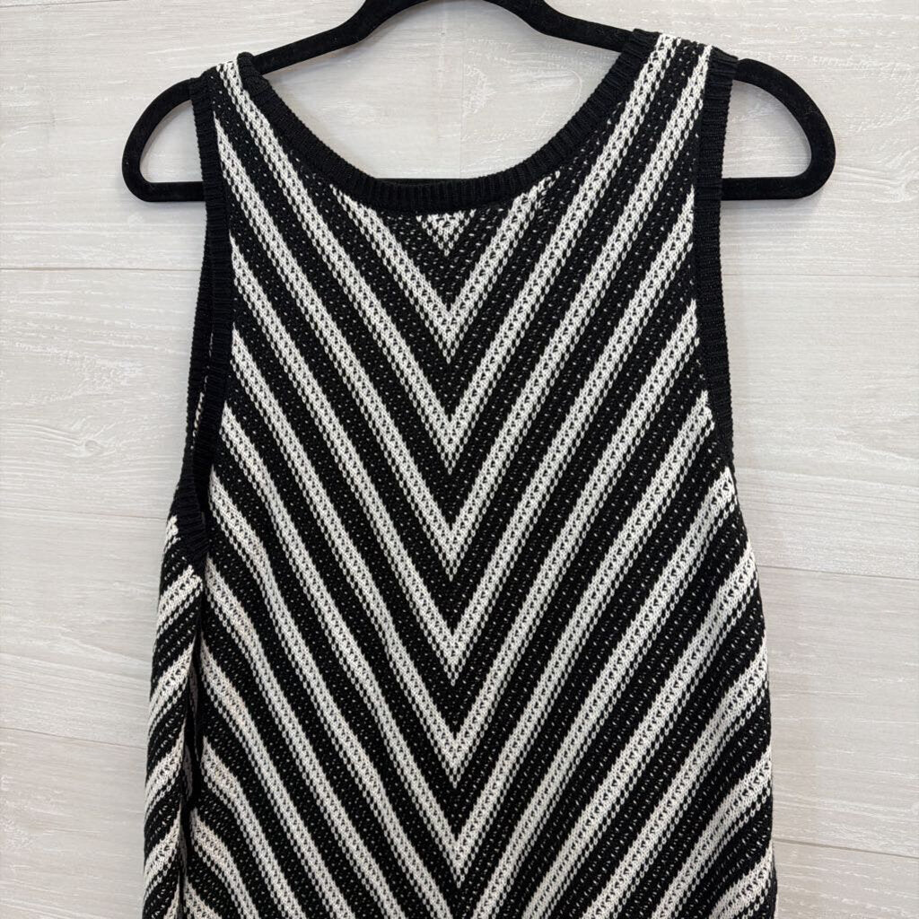 Loft Black/ White Knit Print Sleeveless Dress XXL
