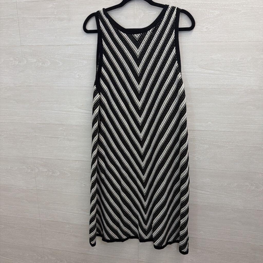Loft Black/ White Knit Print Sleeveless Dress XXL
