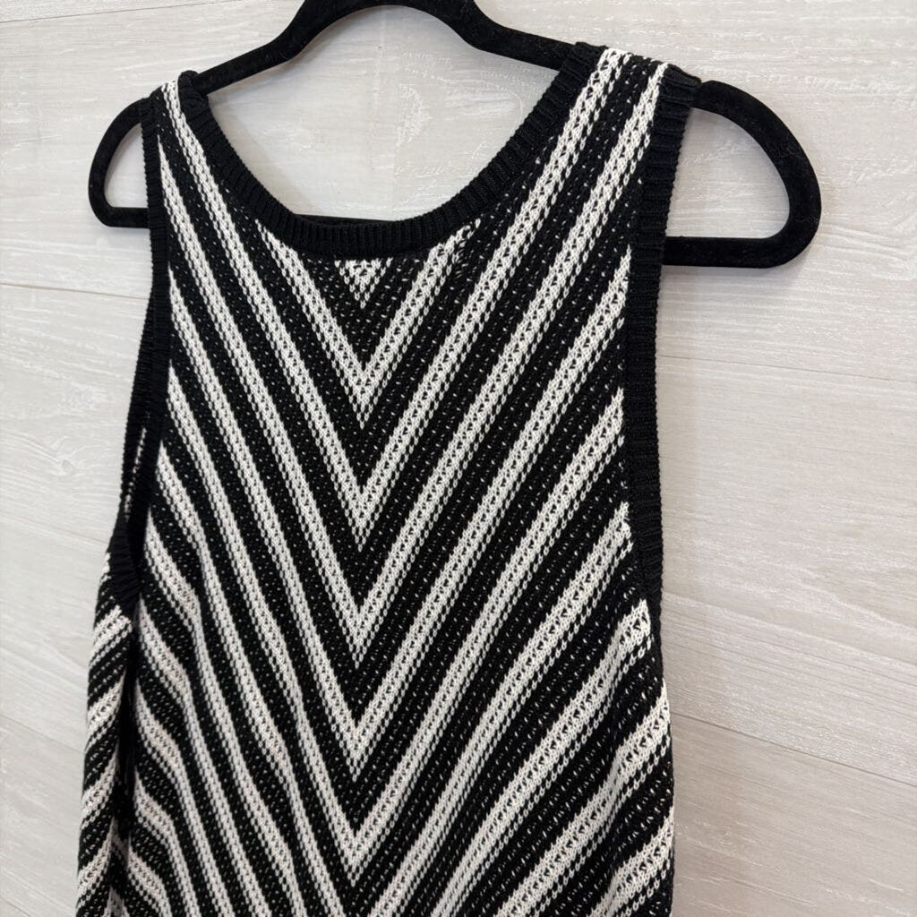 Loft Black/ White Knit Print Sleeveless Dress XXL