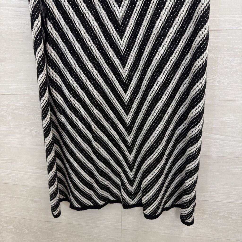 Loft Black/ White Knit Print Sleeveless Dress XXL