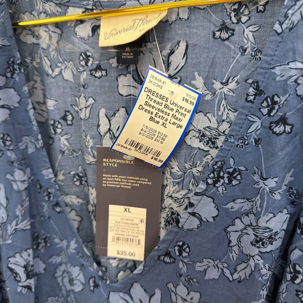 Blue Print Sleeveless Maxi Dress Extra Large