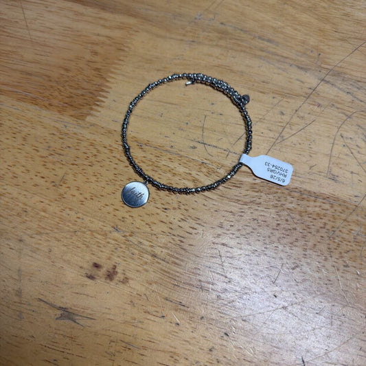 Silver Beaded Faith Charm Bracelet