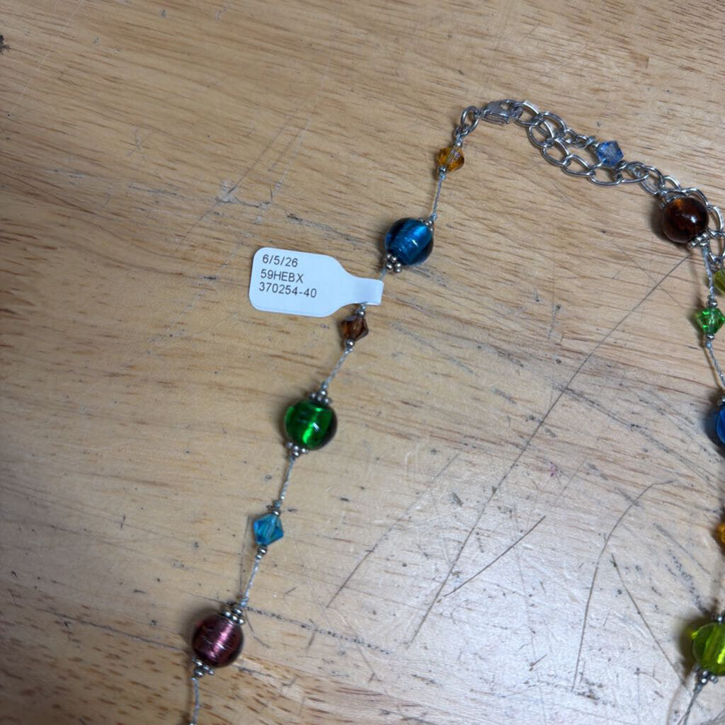 Silver/ Multi Beaded Necklace
