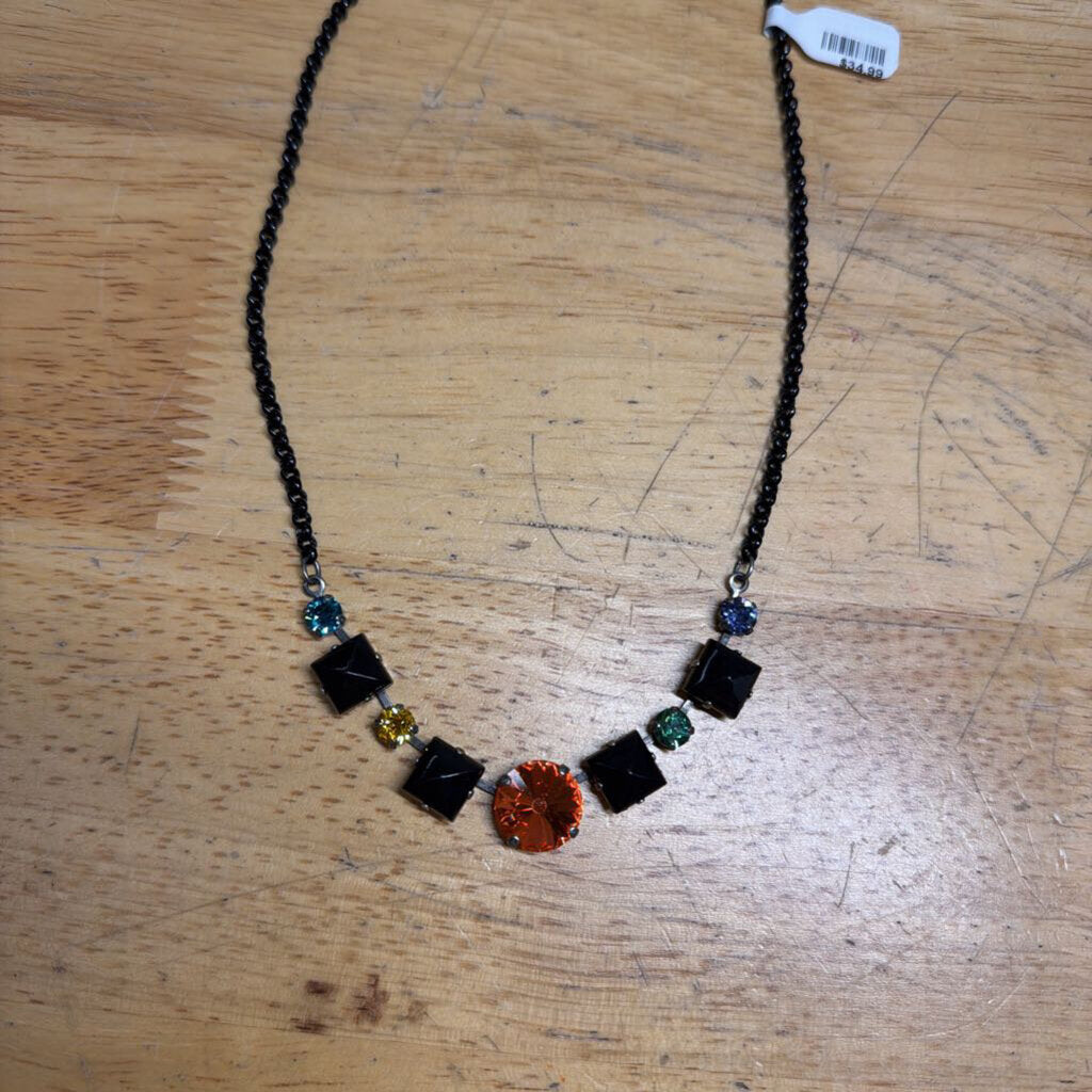 Sabika Black/ Multi Stone Necklace