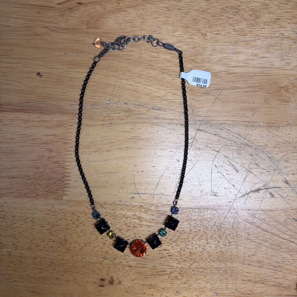 Sabika Black/ Multi Stone Necklace