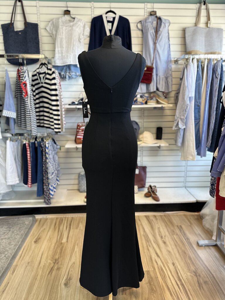 Lulus Black Sleeveless V Neck Fitted Long Formal Dress Small
