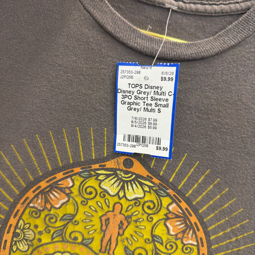 Disney Grey/ Multi C-3PO Short Sleeve Graphic Tee Small