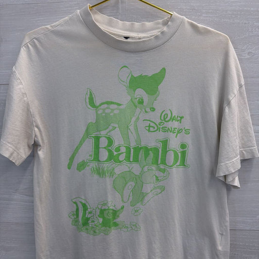 Cream/ Green Bambi Short Sleeve Graphic Tee Small