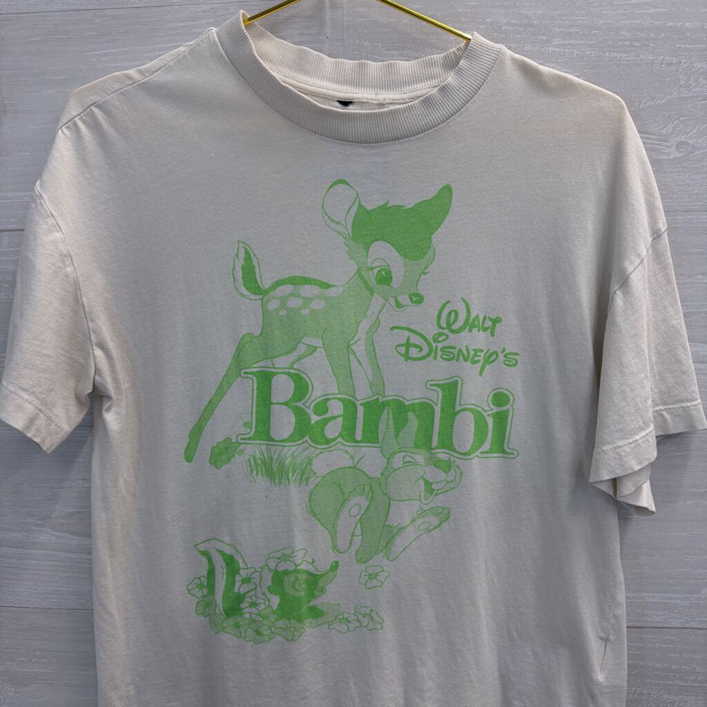 Cream/ Green Bambi Short Sleeve Graphic Tee Small