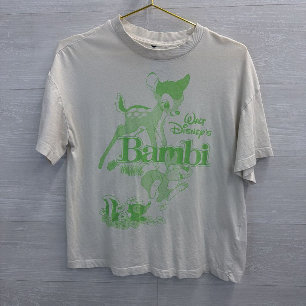Cream/ Green Bambi Short Sleeve Graphic Tee Small