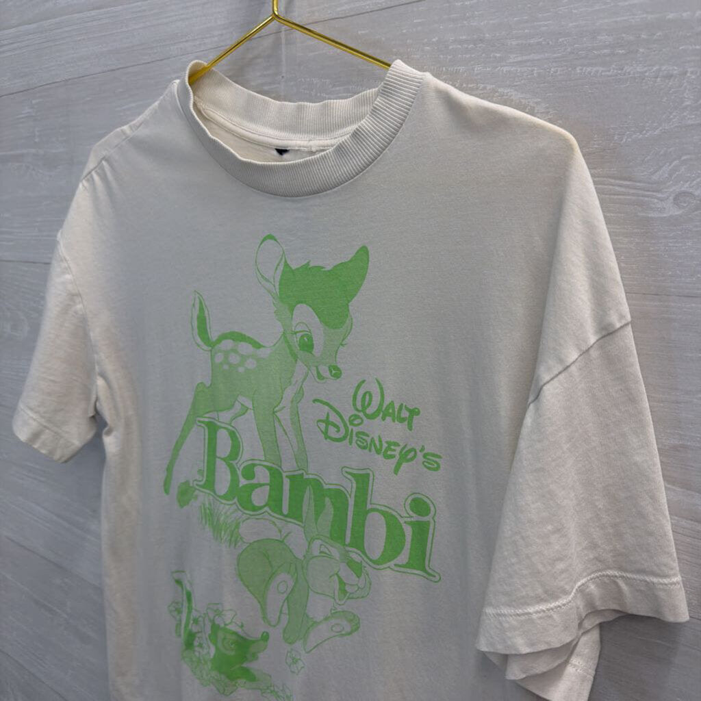 Cream/ Green Bambi Short Sleeve Graphic Tee Small