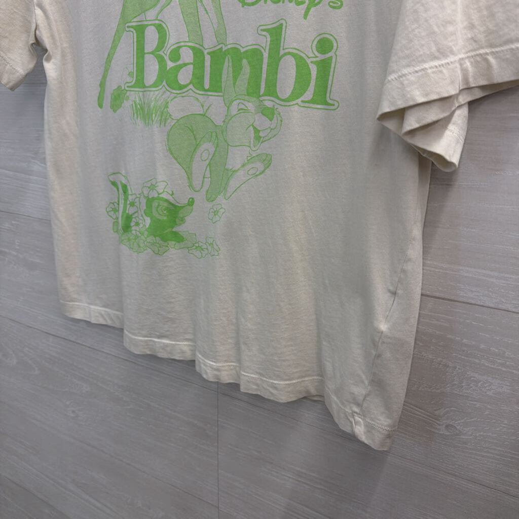 Cream/ Green Bambi Short Sleeve Graphic Tee Small