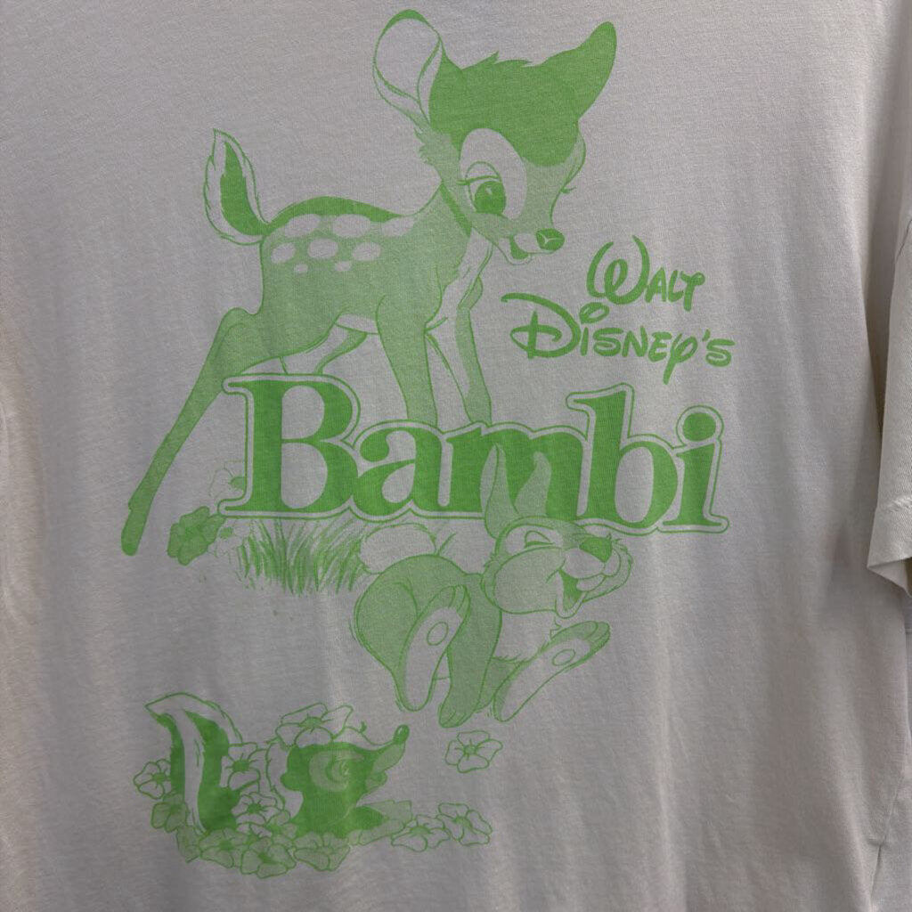 Cream/ Green Bambi Short Sleeve Graphic Tee Small