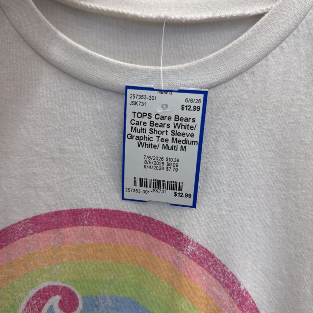 Care Bears White/ Multi Short Sleeve Graphic Tee Medium
