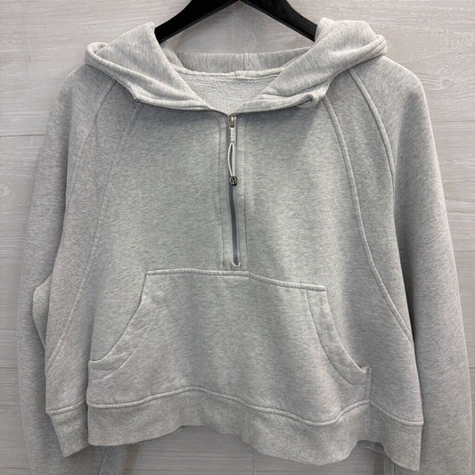 Lululemon Grey Cropped Scuba Half Zip Hoodie Medium/ Large