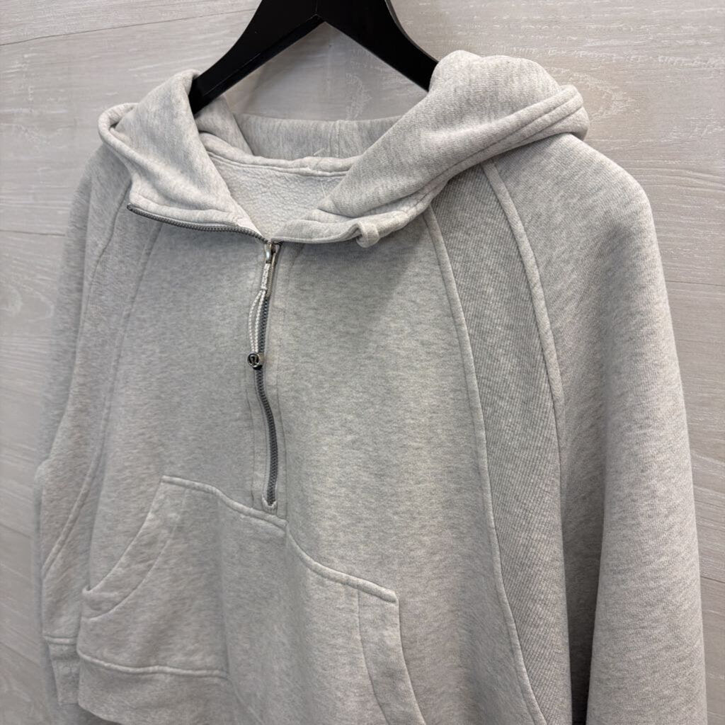Lululemon Grey Cropped Scuba Half Zip Hoodie Medium/ Large