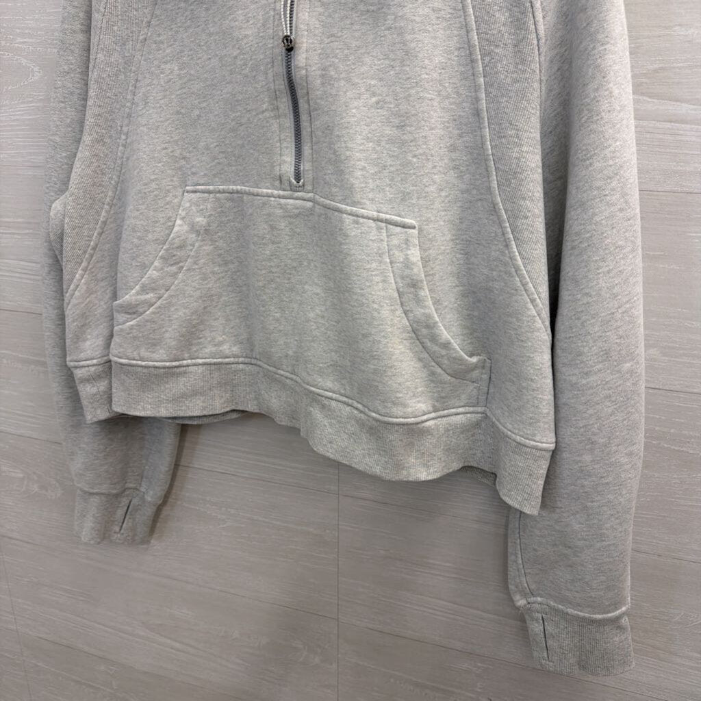 Lululemon Grey Cropped Scuba Half Zip Hoodie Medium/ Large
