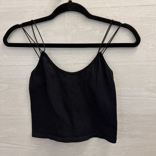 Zara Black Ribbed Cropped Tank Top Extra Small/ Small