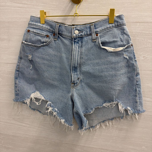 Abercrombie and Fitch Light Wash Distressed The 4" Mom Shorts 30
