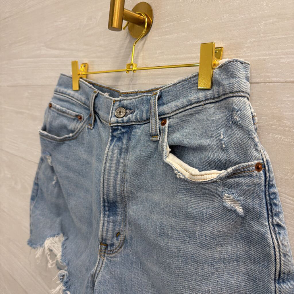 Abercrombie and Fitch Light Wash Distressed The 4" Mom Shorts 30