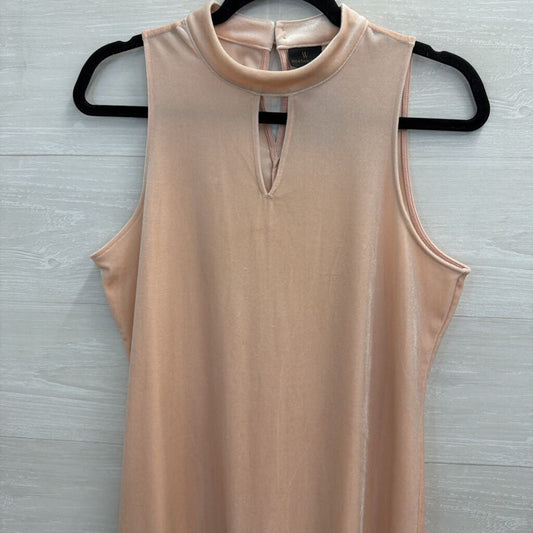 Worthington Pink Velvet High Neck Sleeveless Dress Medium