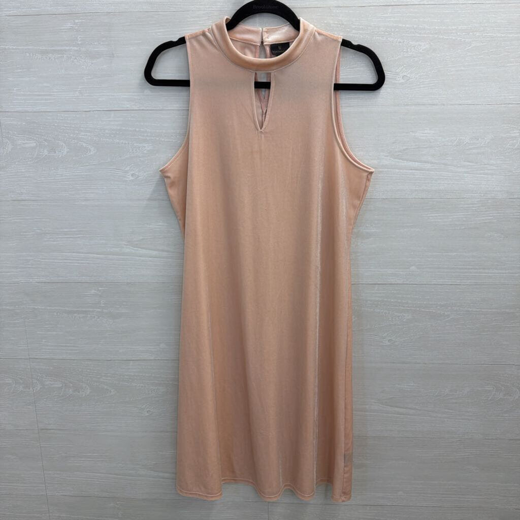 Worthington Pink Velvet High Neck Sleeveless Dress Medium