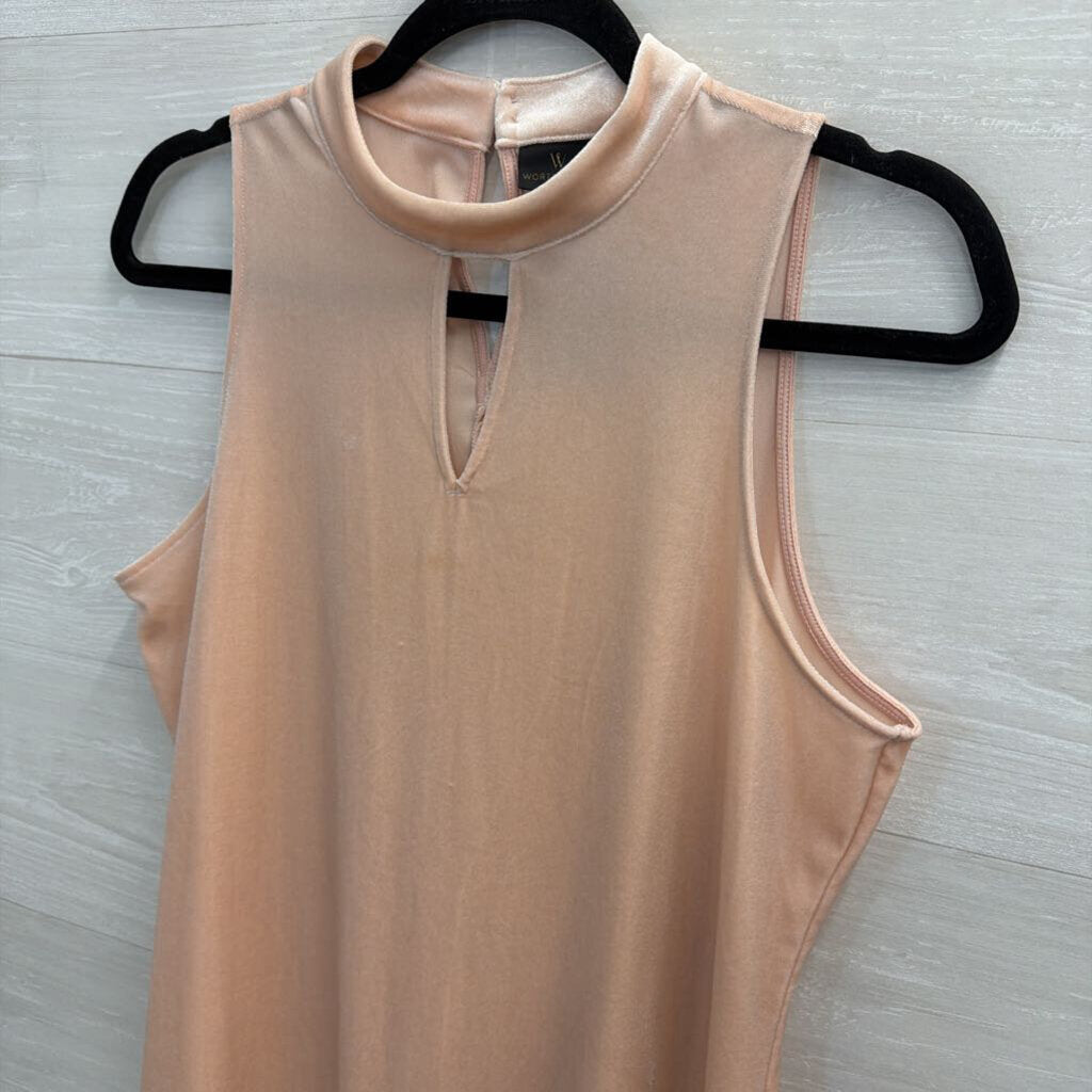 Worthington Pink Velvet High Neck Sleeveless Dress Medium