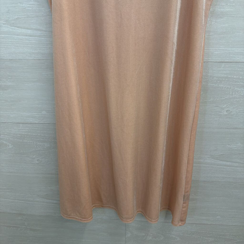 Worthington Pink Velvet High Neck Sleeveless Dress Medium