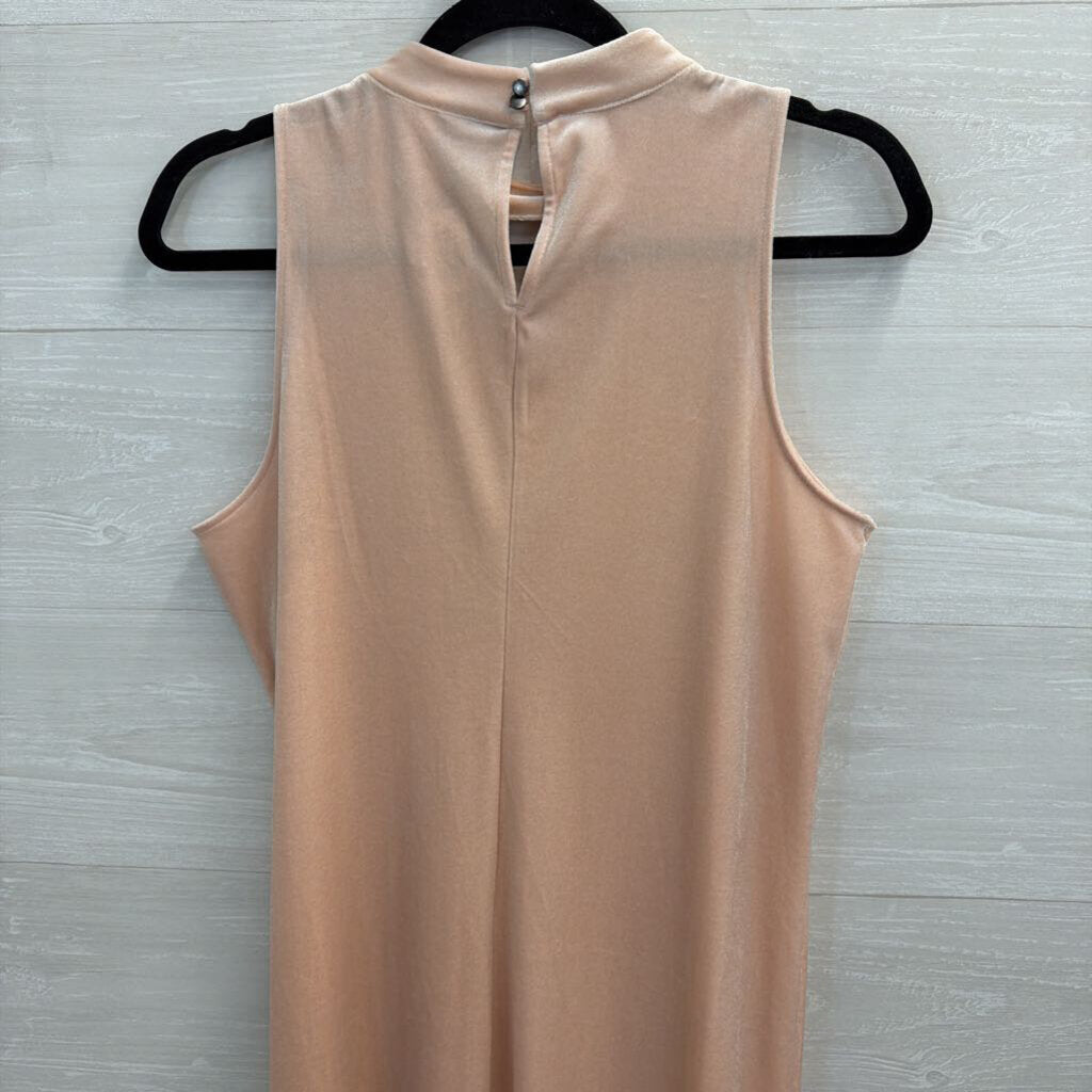 Worthington Pink Velvet High Neck Sleeveless Dress Medium