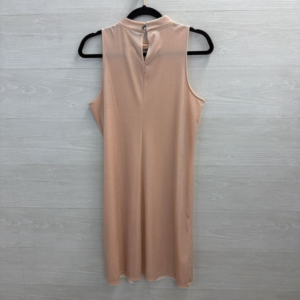 Worthington Pink Velvet High Neck Sleeveless Dress Medium