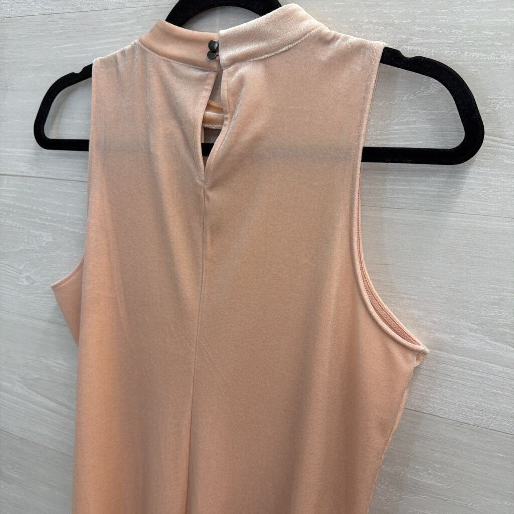 Worthington Pink Velvet High Neck Sleeveless Dress Medium