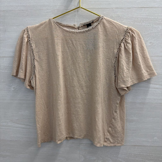 Ann Taylor Beige Cropped Short Sleeve Top Small