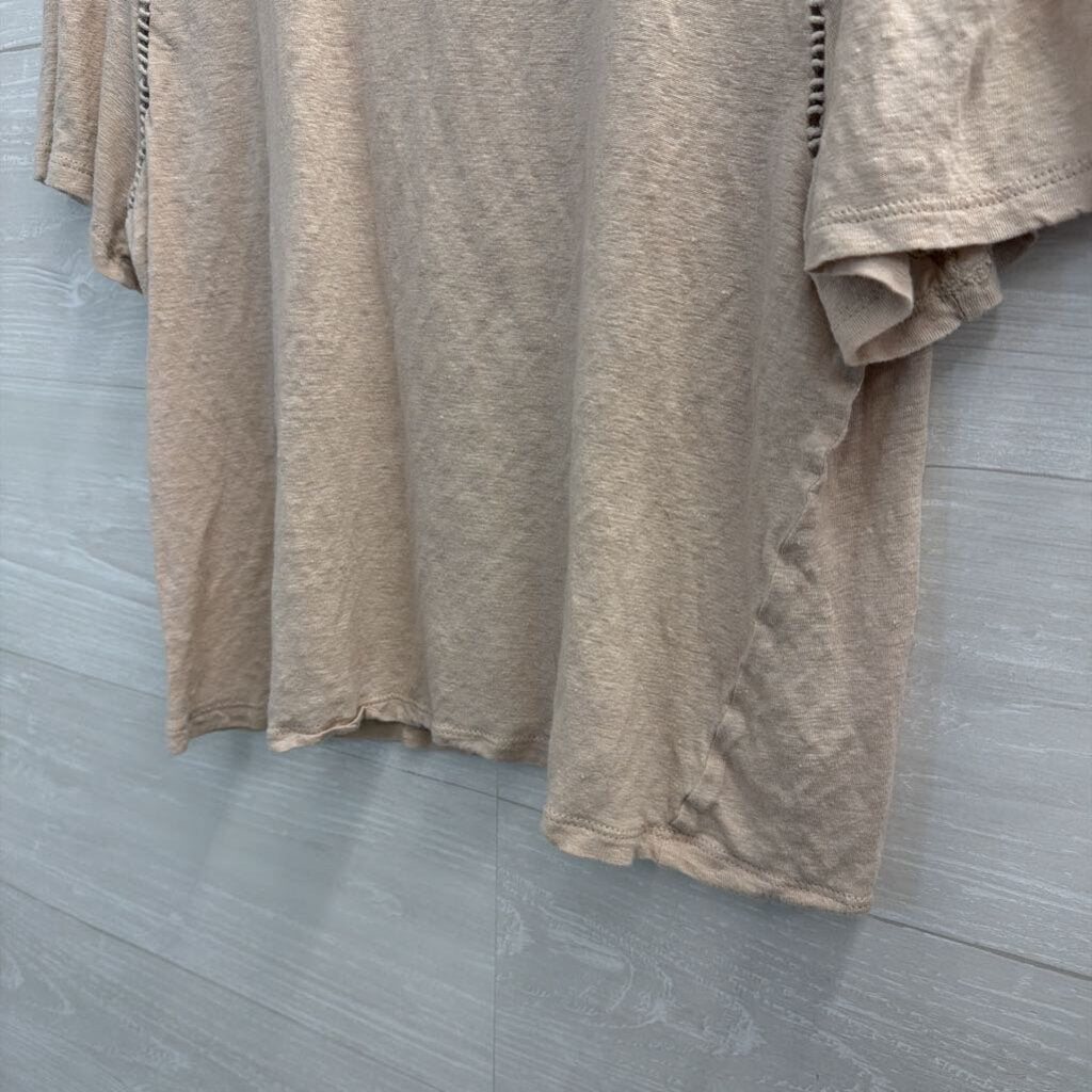 Ann Taylor Beige Cropped Short Sleeve Top Small