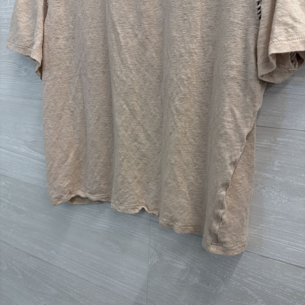 Ann Taylor Beige Cropped Short Sleeve Top Small
