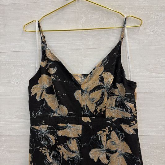 Lulus Black/ Brown Print Ruffle Hem High Low Dress Extra Large