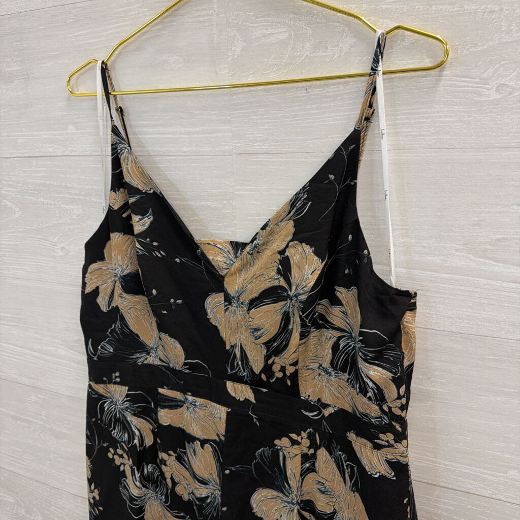 Lulus Black/ Brown Print Ruffle Hem High Low Dress Extra Large