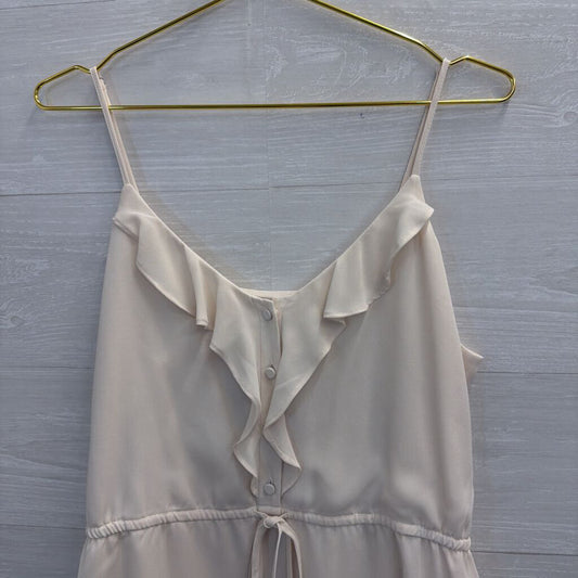 Express Cream Ruffle Detail Tank Top Large