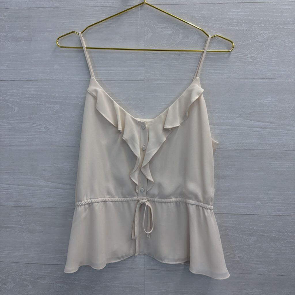 Express Cream Ruffle Detail Tank Top Large