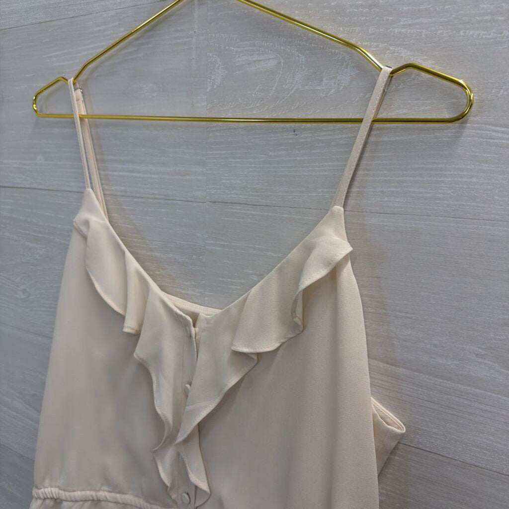 Express Cream Ruffle Detail Tank Top Large