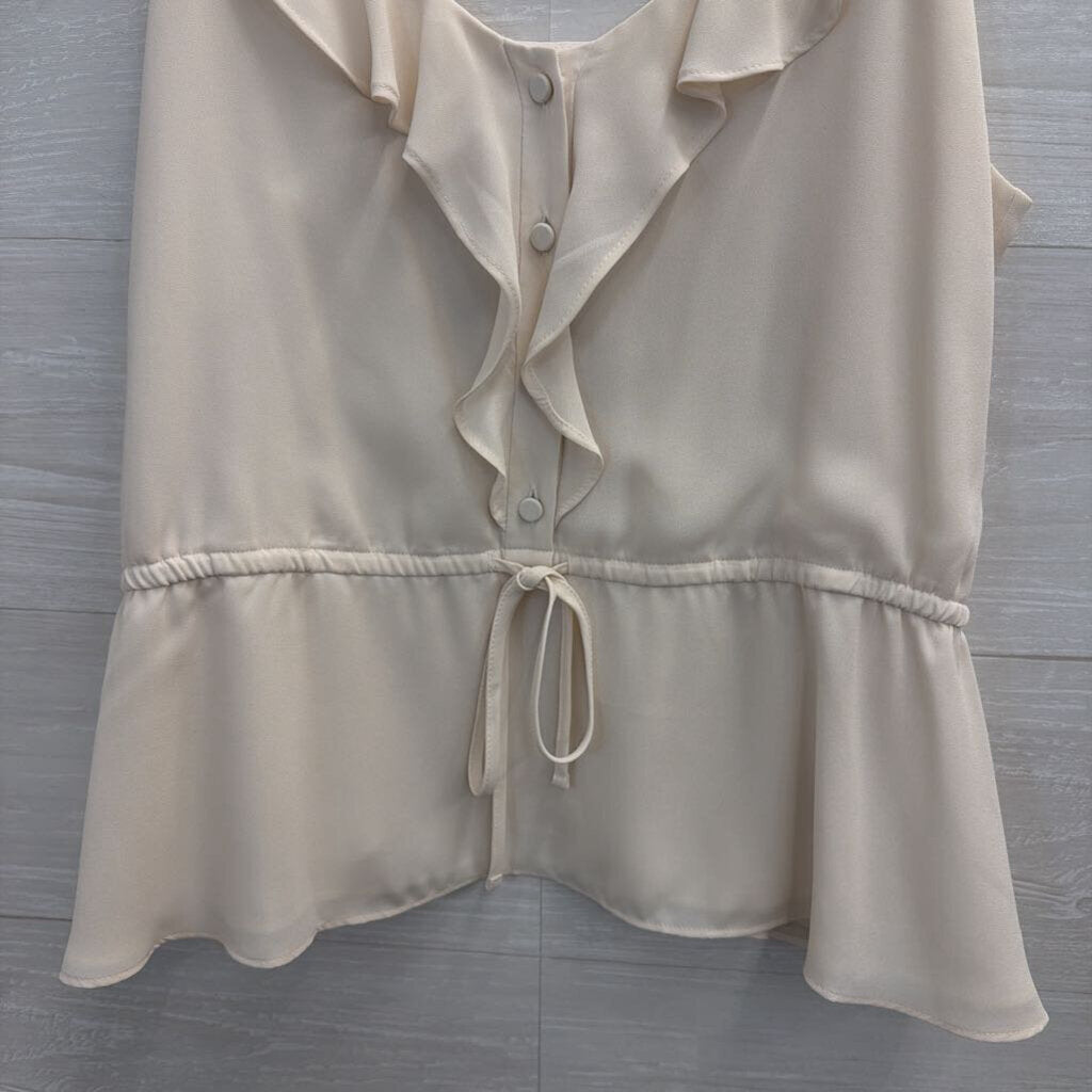 Express Cream Ruffle Detail Tank Top Large
