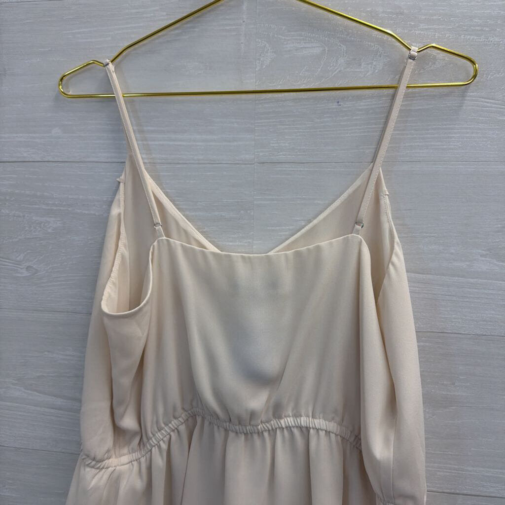 Express Cream Ruffle Detail Tank Top Large
