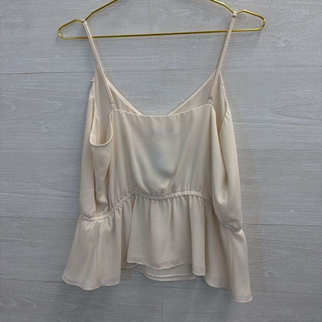 Express Cream Ruffle Detail Tank Top Large